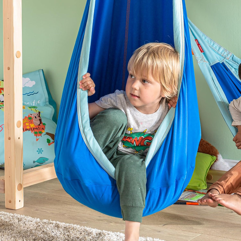 La Siesta® Joki Air Hanging Nest Sensory Swing for Kids - Weather-Resistant Outdoor Indoor Swing for Kids, Hammock Chair Pod Swing Ages 3-12 - Dolphy