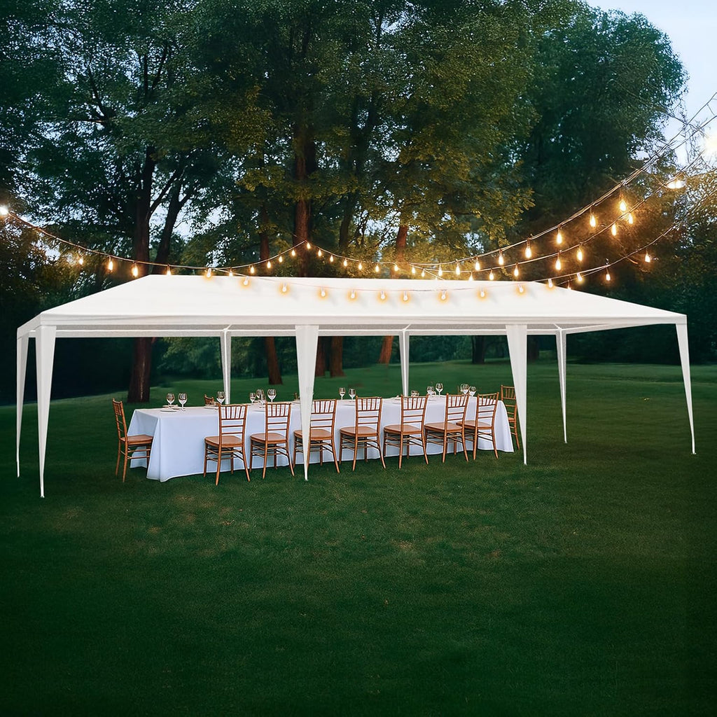 Outdoor Party Tent - Wedding & Birthday Event Canopy with Removable Sidewalls & Transparent Window (10'x30'/0 Sidewalls White)