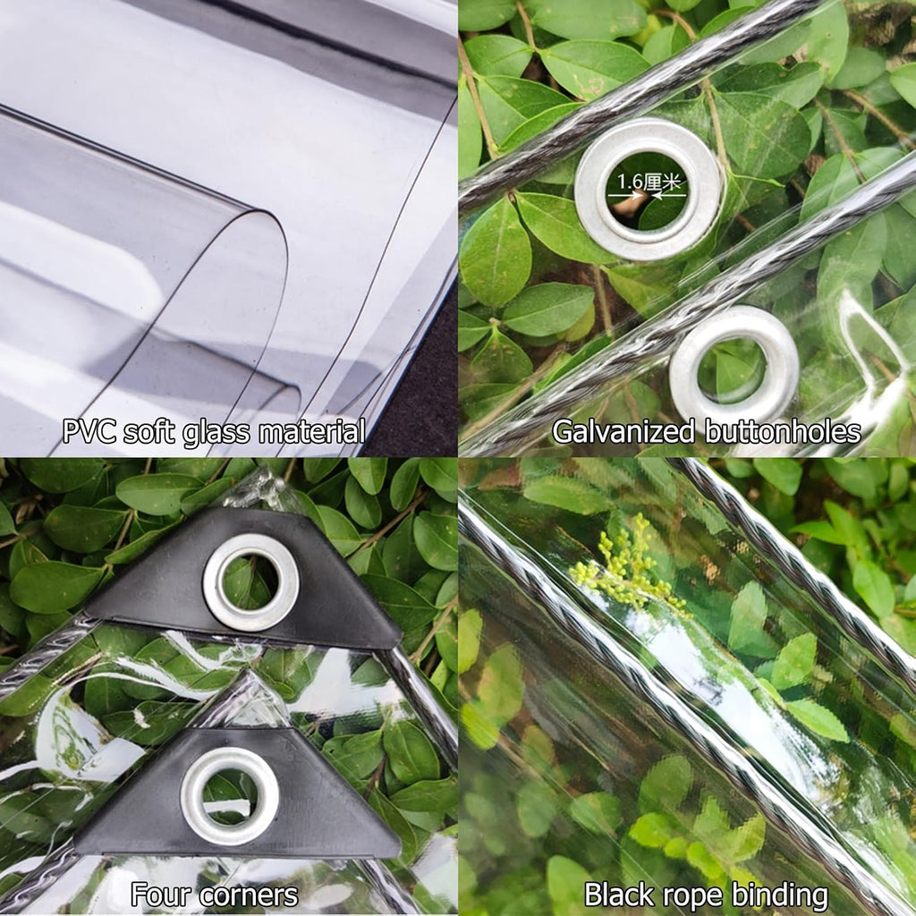 Thermal Insulated Outdoor Garden Curtain PVC Outdoor Clear Panel Curtain Patio Enclosures for Outside Winter Vinyl Patio Enclosure Panels Outdoor Curtains for Pergola Porch Gazebo Customizable (Size