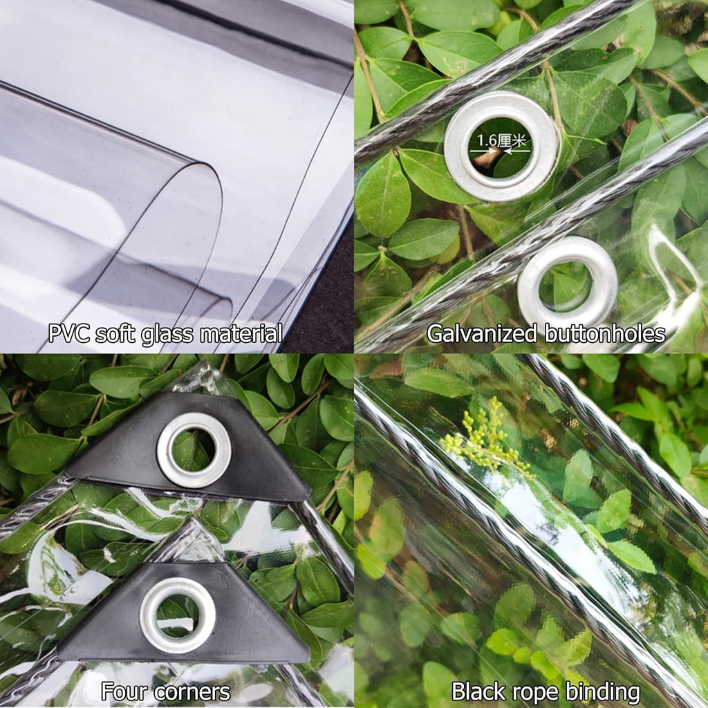 Thermal Insulated Outdoor Garden Curtain PVC Outdoor Clear Panel Curtain Patio Enclosures For Outside Winter Vinyl Patio Enclosure Panels Outdoor Curtains For Pergola Porch Gazebo Customizable ( Size