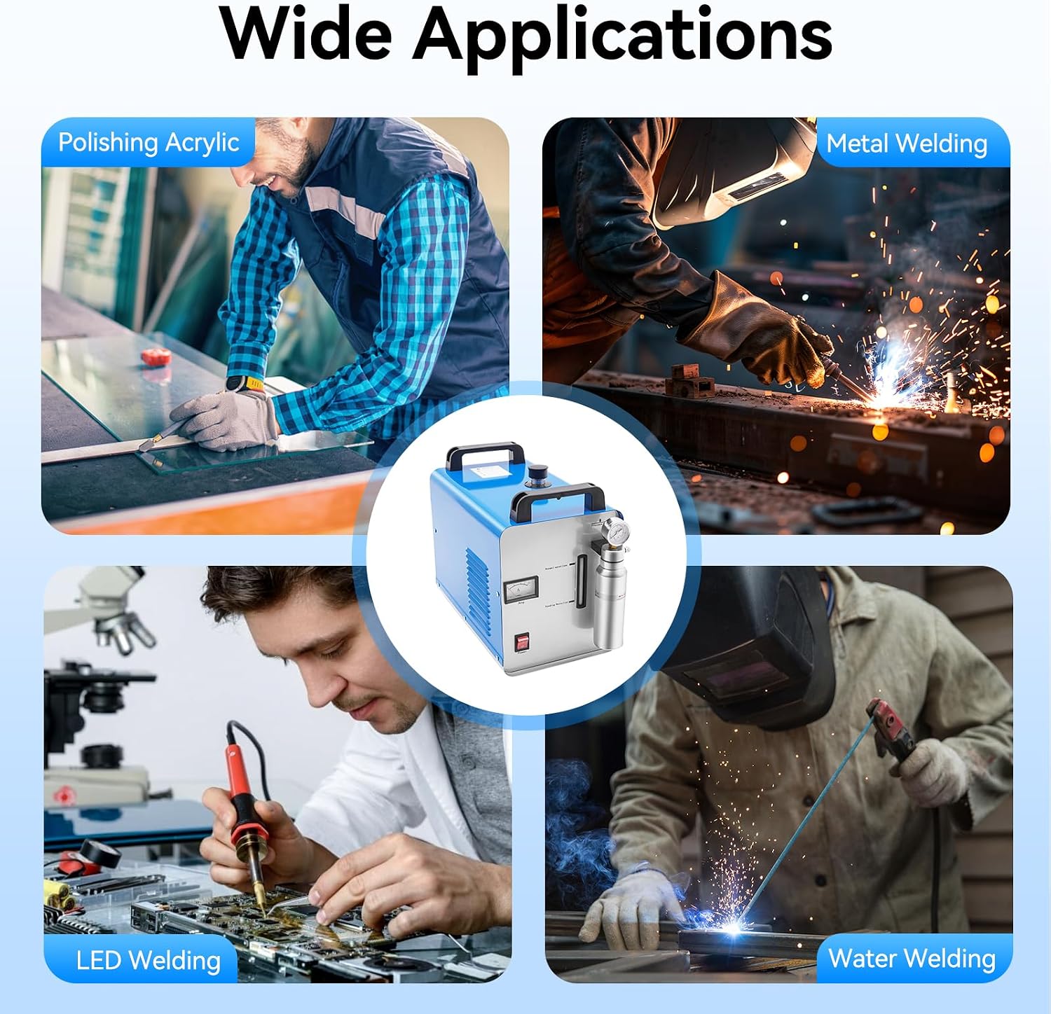 Hydrogen Generator Water Welder 95L/H Acrylic HHO Flame Polisher Polishing ,Oxygen Generator for Home Use Machine ,in Power Polishers & Buffers AC 110V 400W + Gas Torch, for Tools & Home Improvement