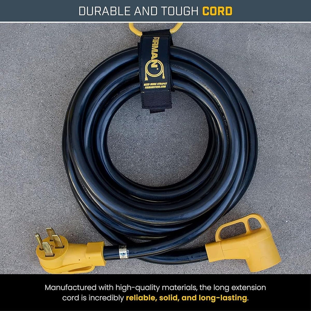 Firman 1190 Heavy Duty 14-50P to 14-50R 25' Extension Power Cord – 50 Amp, RV, Generator & Outdoor Use, Weatherproof, 90-Degree Plug, Durable Power Cable for RVs, Generators, and Heavy-Duty Needs
