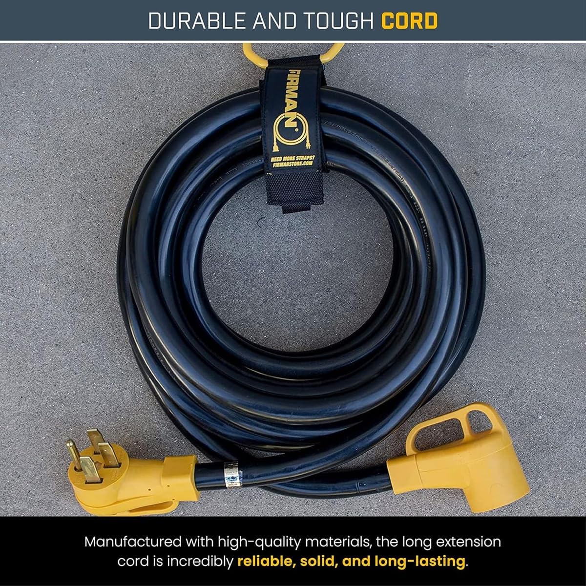 Firman 1190 Heavy Duty 14-50P to 14-50R 25' Extension Power Cord – 50 Amp, RV, Generator & Outdoor Use, Weatherproof, 90-Degree Plug, Durable Power Cable for RVs, Generators, and Heavy-Duty Needs