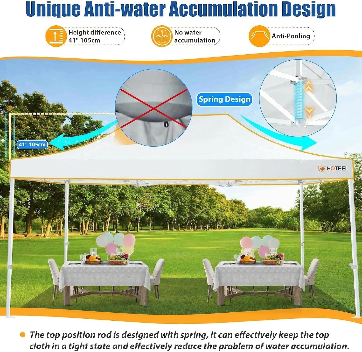 HOTEEL 10x15 Heavy Duty Pop up Canopy Tent for Parties Without Sidewalls, Easy Setup Outdoor Commercial Instant Gazebo for Wedding Event, with Roller Bag & Sand Bags, White(Hexagonal Frame)
