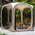 Werph 10x10 Pop Up Screen Tent, Mosquito Net Gazebo, UV Resistant Roof Waterproof Screen Canopy, Quick Setup Outdoor Shelter for Backyard, Patio, Garden, Picnic, Camping and Events, Beige