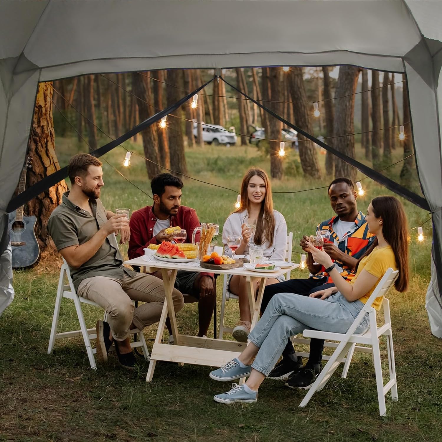 12' X 12' Screen Tent for Camping Canopy Easy Set Up Camper Screen House Room Porch Screened Gazebo 8-10 Person Screenhouse Bug Mesh Shade Tent UPF 50+ Screen Sun Shelter for Outdoor Patios