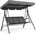 Yaheetech Outdoor Patio Swing Chair, 3-Seat Patio Sunset Hanging Swing Glider w/Adjustable Canopy & Texteline Fabric & Armrests, Outdoor Love Seat Bench for Patio/Garden/Yard/Porch, Gray