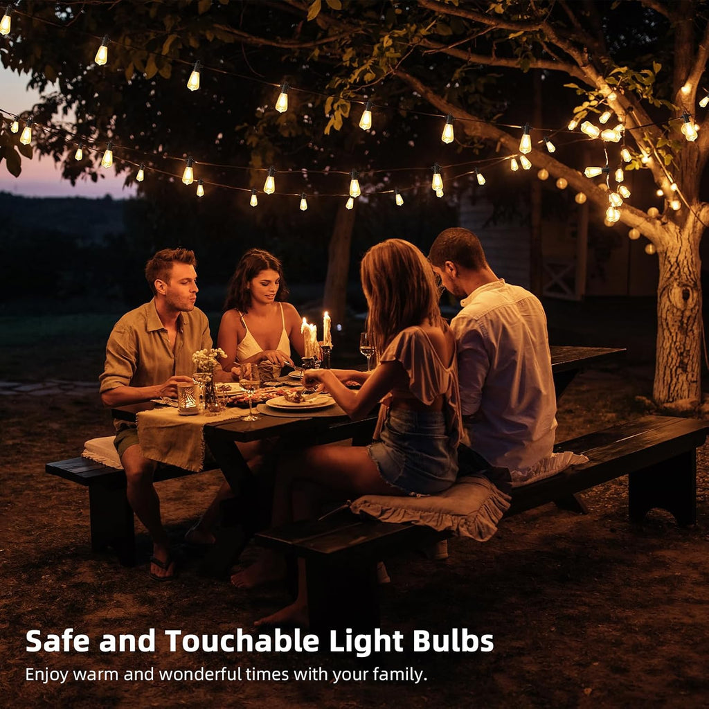 FOOMAN LED Outdoor String Lights, 300FT Outside Waterproof Patio Lights with 146+3 Shatterproof ST38 Edison Bulbs, 2700K Warm White Hanging Light, Dimmable Light for Backyard Porch Gazebo(150FT x 2)
