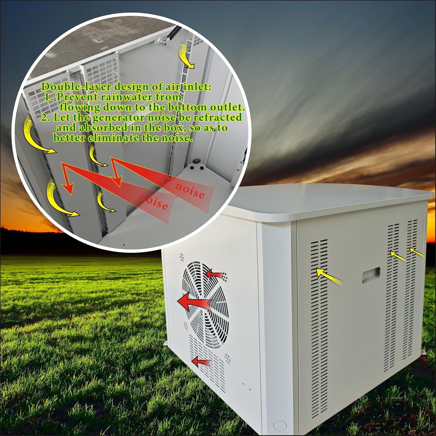 Generator Box, Generator Quiet Box Interior Space: 39.4' x 35' x 35.5'，with Ventilation, Heat Dissipation and Impact Resistance