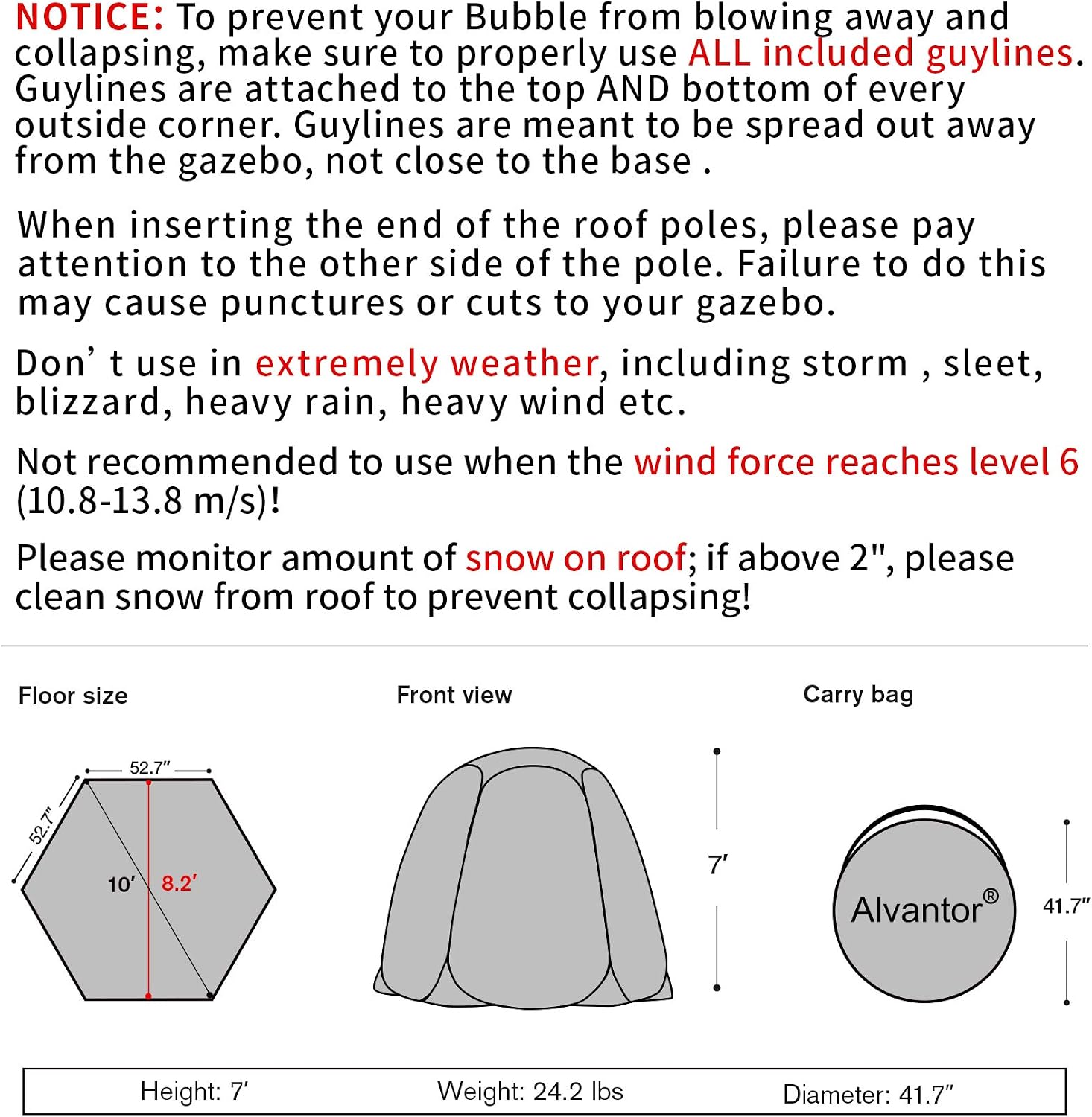 Alvantor® Pop Up Bubble Tent® - 10' x 10' Instant Igloo Tent® - 4-6 Person Screen House for Patios - Large Oversize Weather Proof Pod - Cold Protection Camping - Beige