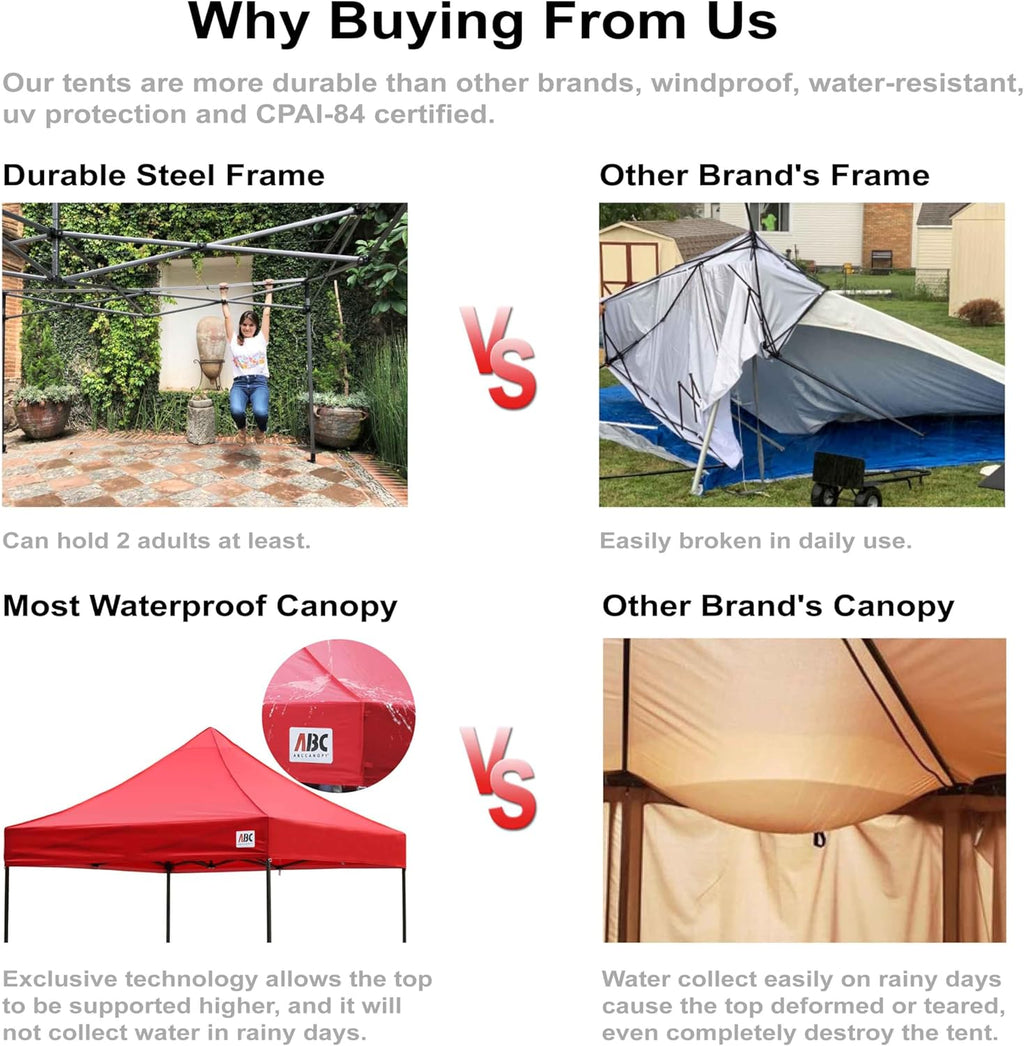 ABCCANOPY Patio Pop Up Canopy Tent 8x12 Commercial-Series (White)