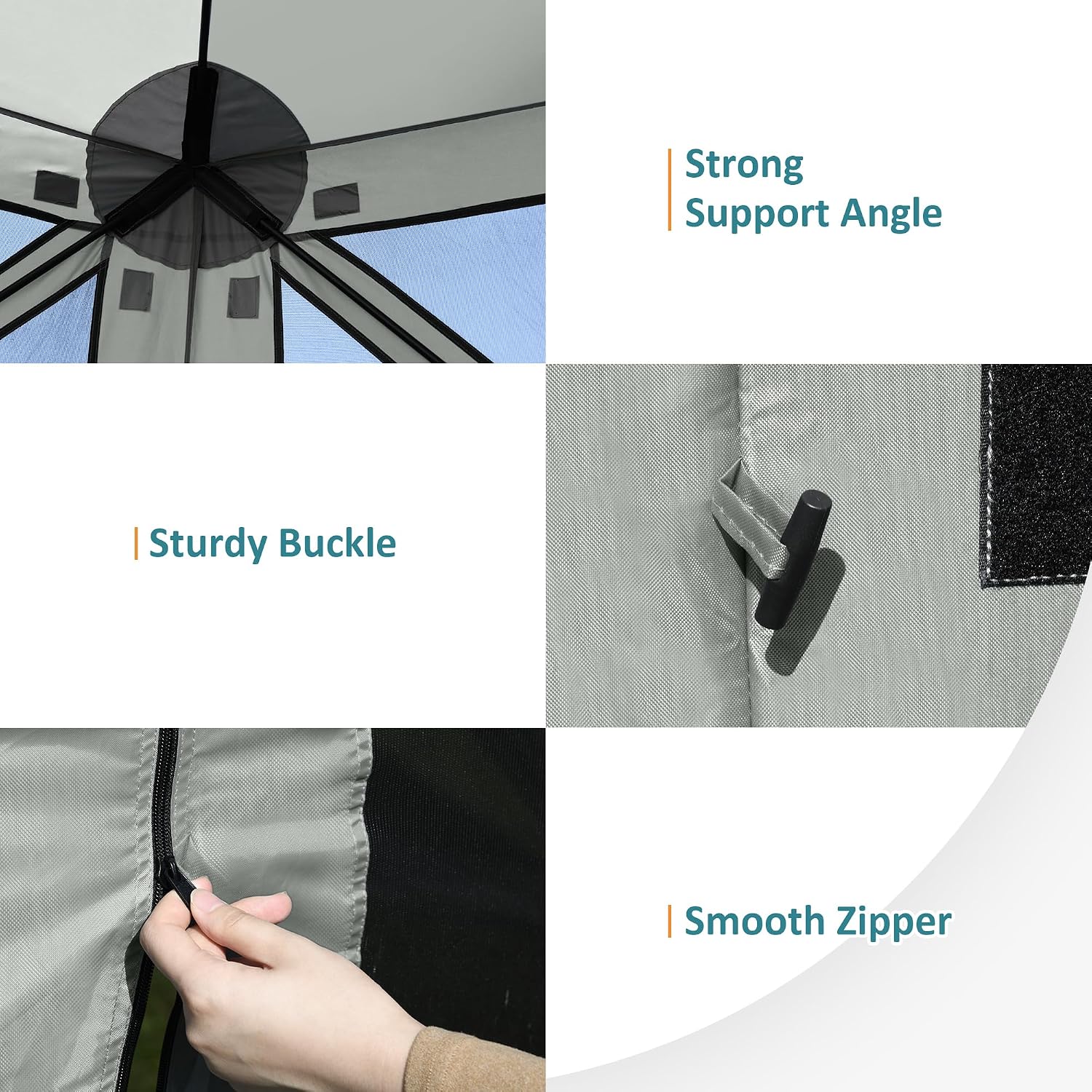Exacme Portable Gazebo Pop up Tent for Camping, Outdoor Four Sides Pop-up Clam Screen Tent with Canopy Shelter, 1024 (6PC, Silver Grey)