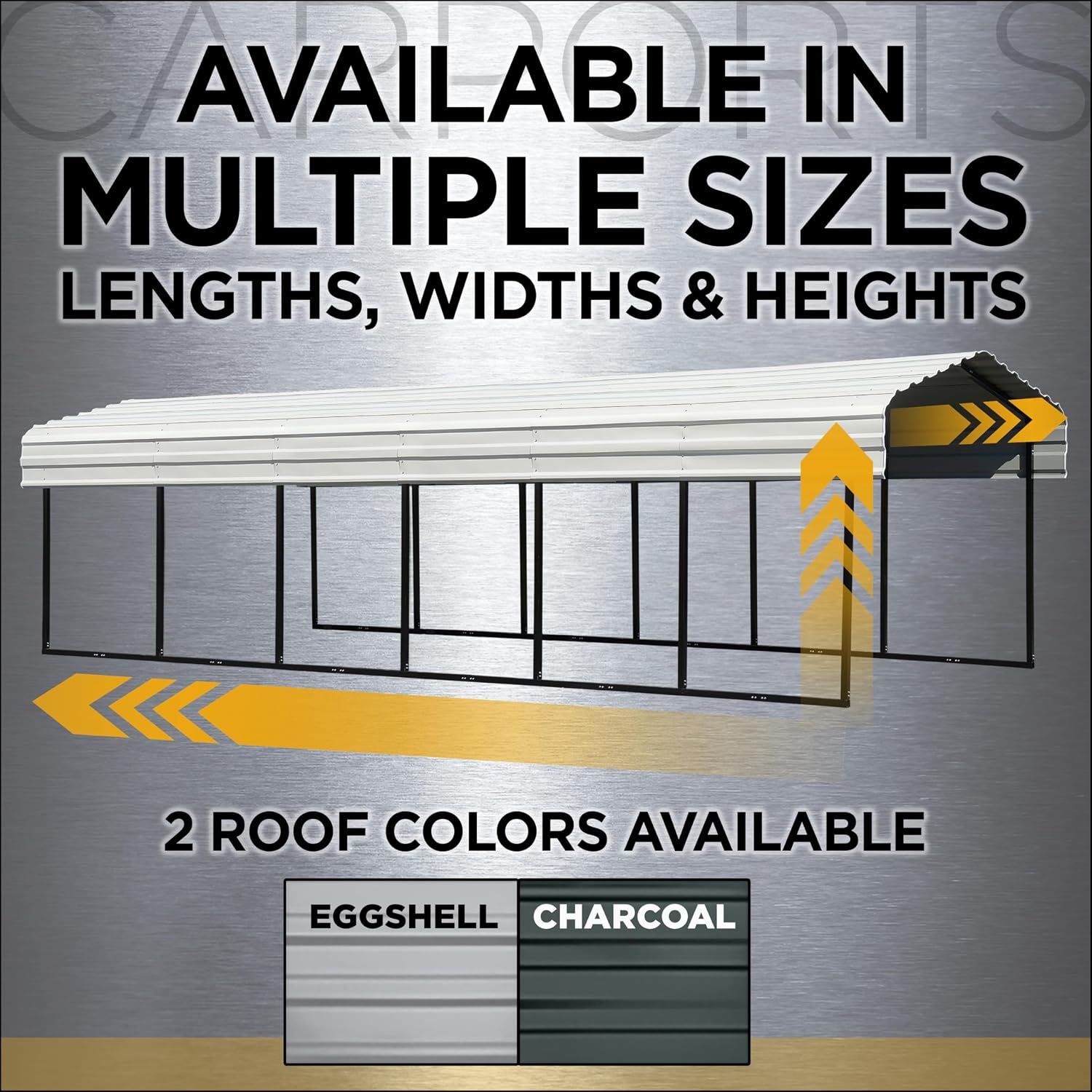Arrow Carports Galvanized Steel Carport, with 1-Sided Enclosure, Compact Car Metal Carport Kit, 12' x 20' x 9', Charcoal