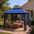 Pop Up Gazebo 11x11, Outdoor Instant Canopy Shelter Tent with Mosquito Netting Metal Frame Storage Bag for Patio Garden Backyard.(Dark Blue) (Dark Blue)