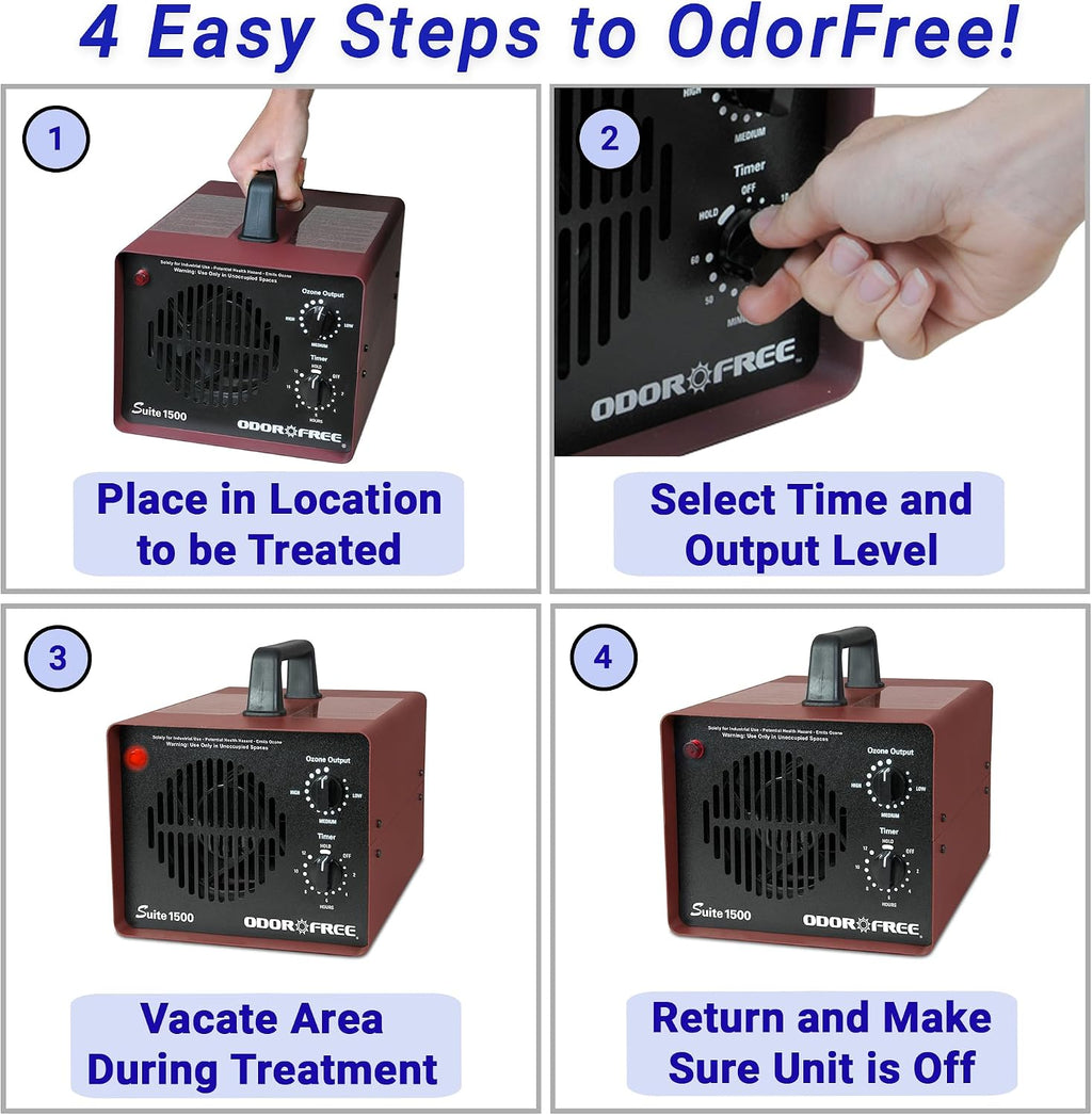 OdorFree Suite 1500 Ozone Machine Odor Removal for Eliminating Smells from Small Apartments, Hotels, Vehicles and Boats - Ozone Generator