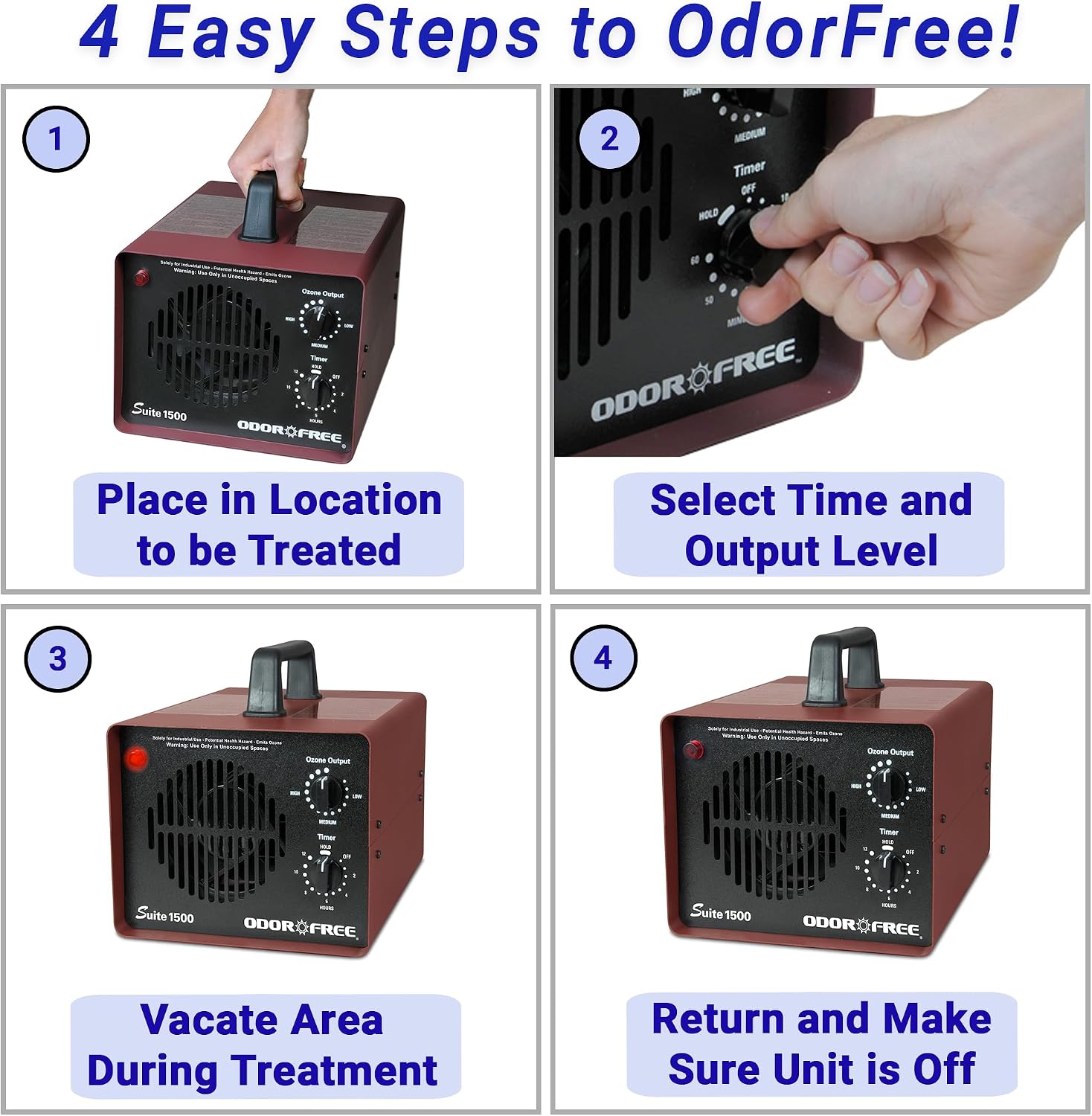 OdorFree Suite 1500 Ozone Machine Odor Removal for Eliminating Smells from Small Apartments, Hotels, Vehicles and Boats - Ozone Generator