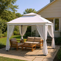 Pop Up Gazebo 11x11, Outdoor Instant Canopy Shelter Tent with Mosquito Netting Metal Frame Storage Bag for Patio Garden Backyard.(White)