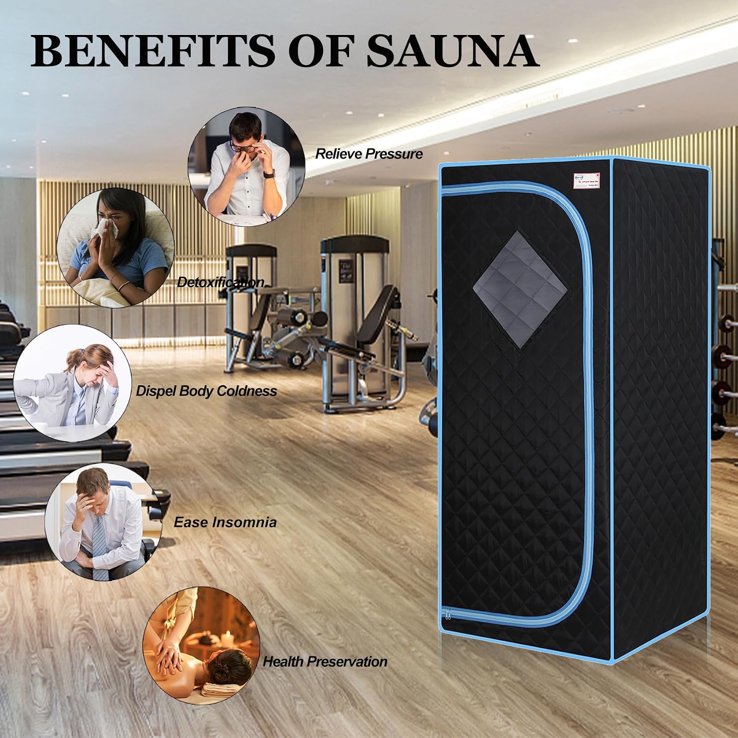 Portable Infrared Sauna for Home Spa | Full Size 1 Person Sauna | Full Size Far Infrared Sauna Tent | with Heating Foot Pad, Portable Chair, (L29.1 x W29.1 x H66.5, Black)