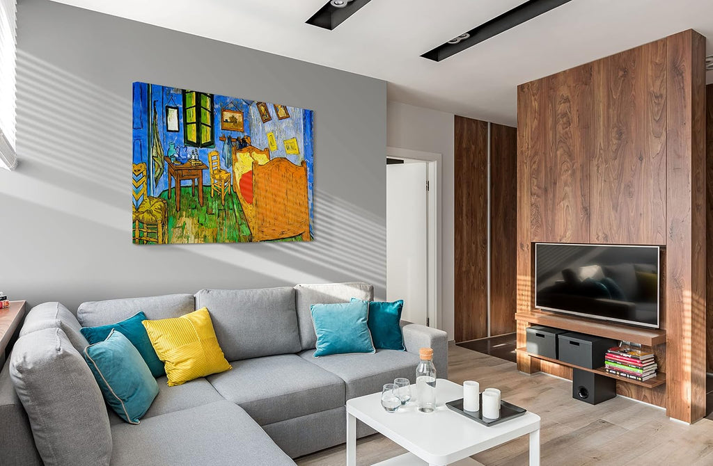SpiritualHands Wheat Field with Cypresses Vincent Van Gogh Canvas Wall Art, The Starry Night Van Gogh Posters Self Portrait, Large Framed Wall Art Paintings for Wall Decorations for Bedroom (Vincent van Gogh Bedroom in Arles, 24' x 36' - Ready to Hang)