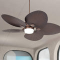 Casa Vieja 52' Breeze Tropical Coastal Indoor Outdoor Ceiling Fan with Light LED Remote Control Oil Brushed Bronze Palm Leaf Damp Rated for Patio Exterior House Porch Gazebo Garage with 6' Downrod