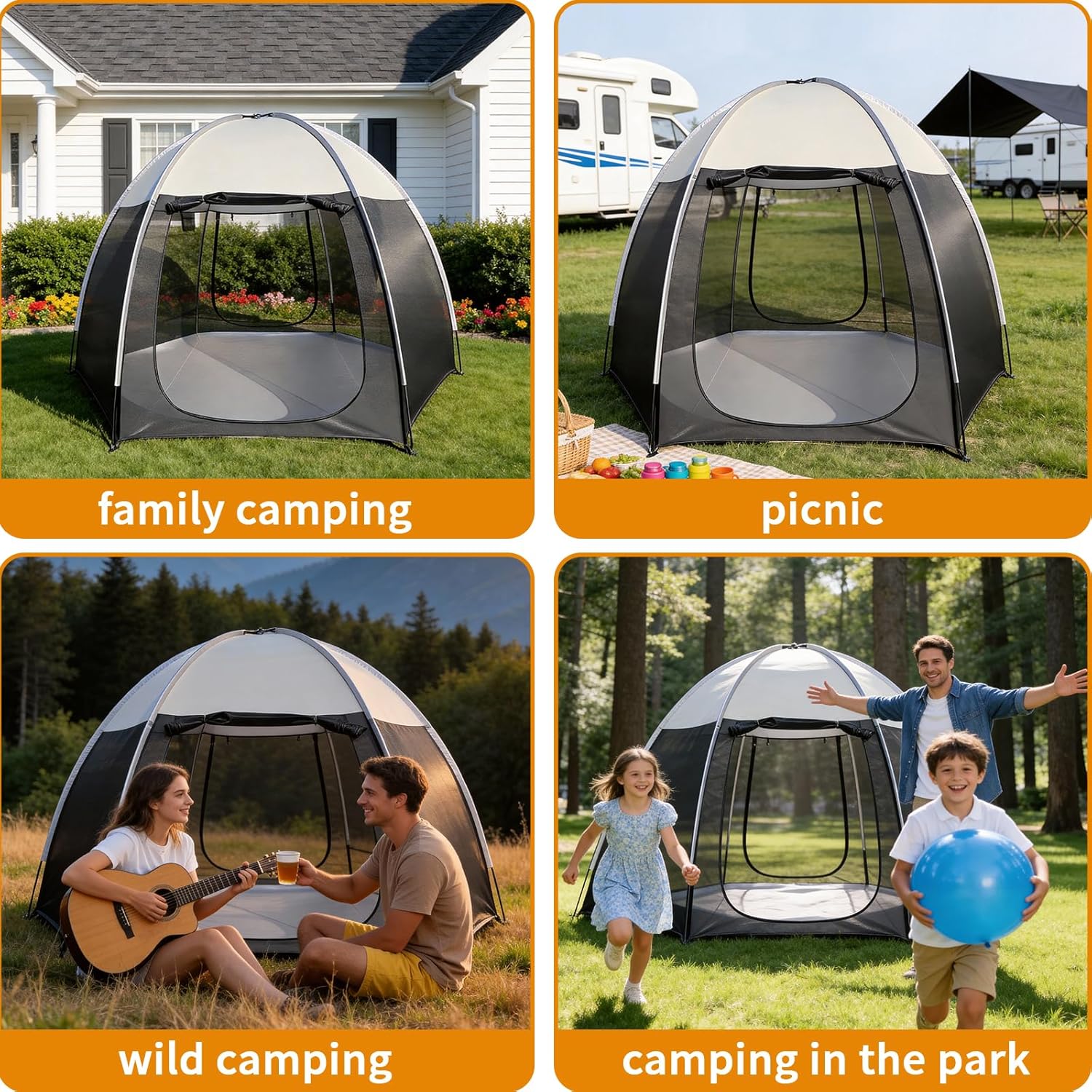 Screen House Tent Portable Canopy with Floor Mosquito Net Outdoor Room Perfect for Patio Backyard Gazebo Picnic Mesh.