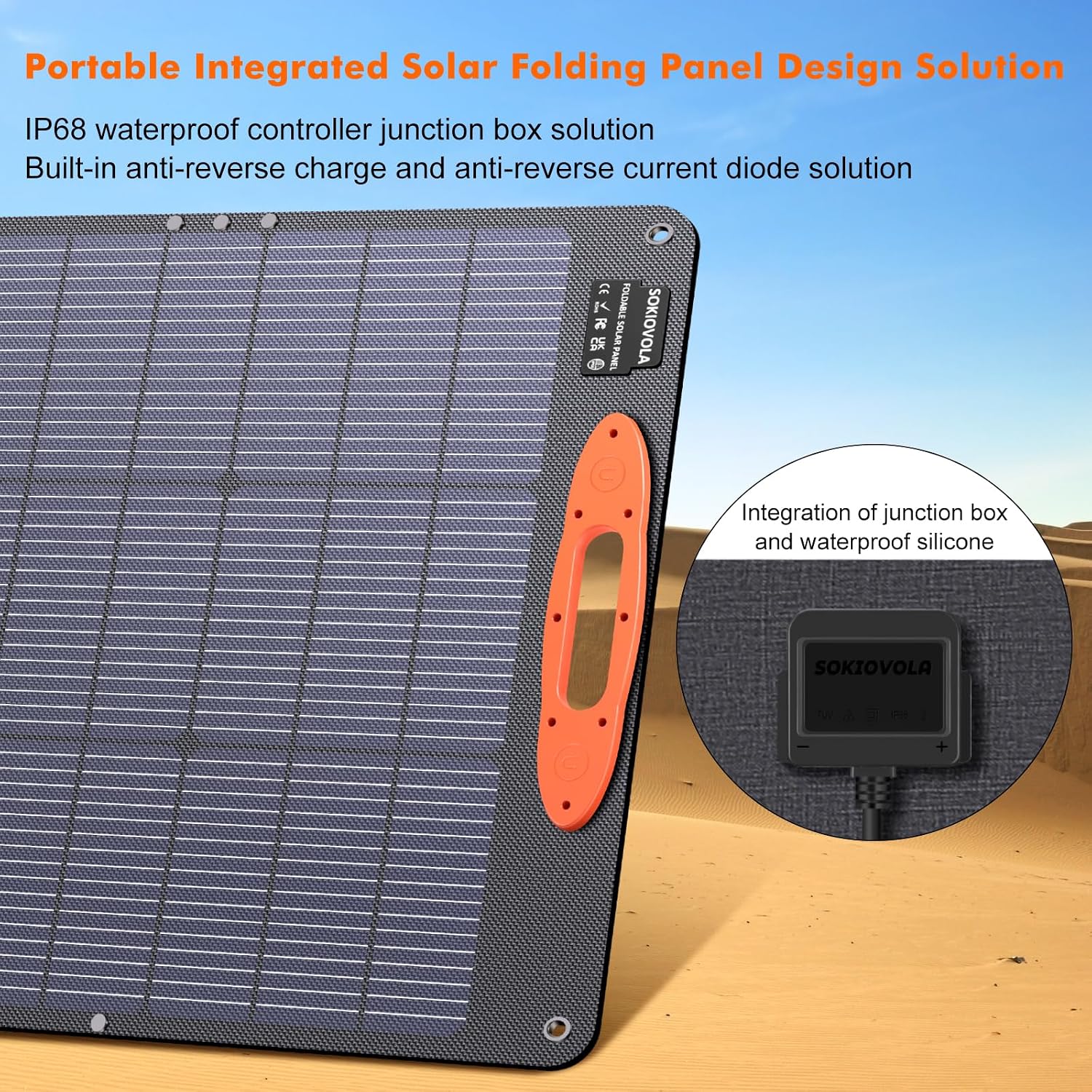 SOKIOVOLA N-Type 16BB 200W Portable Solar Panel for EF/Jackery/Bluetti/Anker Power Station Foldable Solar Panel 25% High Efficiency IP68 Waterproof for Outdoor Trip RV Camping Blackout Off Grid