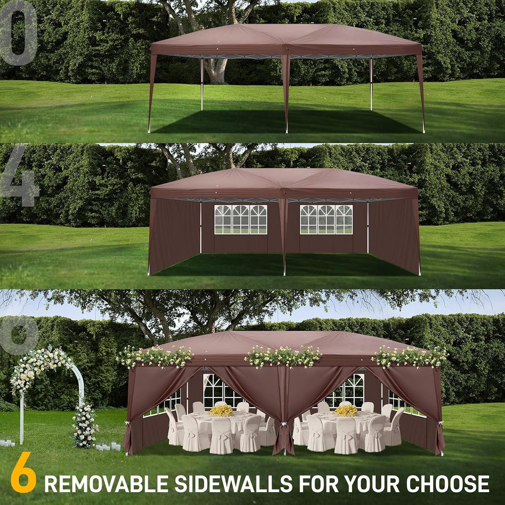Outvita 10x20ft Ez Pop Up Canopy, Portable Instant Canopy Tent with 4 SideWalls for Outdoor Events, Party, Wedding, Birthday,Graduation