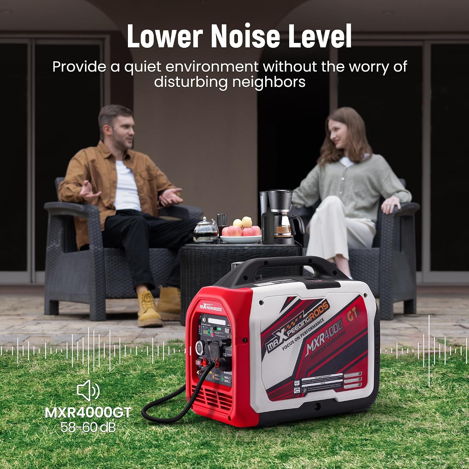maXpeedingrods 4000 Watt Dual Fuel Inverter Generator with Bluetooth® Control Start and Display, RV Ready, Electric Start, Quiet for Outdoor Camping, Home Backup, Garden，PGMA Compliant