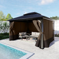 BPS 12' x 14' Gazebo Privacy Curtains with Double Zipper, 4-Panels Side Wall Universal Gazebo Side Panels Replacement for Patio, Outdoor Canopy, Garden and Backyard (Curtain Only)