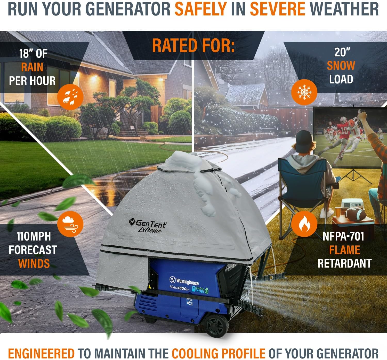 GenTent Inverter Running Cover – Generator Tent for Fully Encased Inverters (Gray, Original - Extreme)