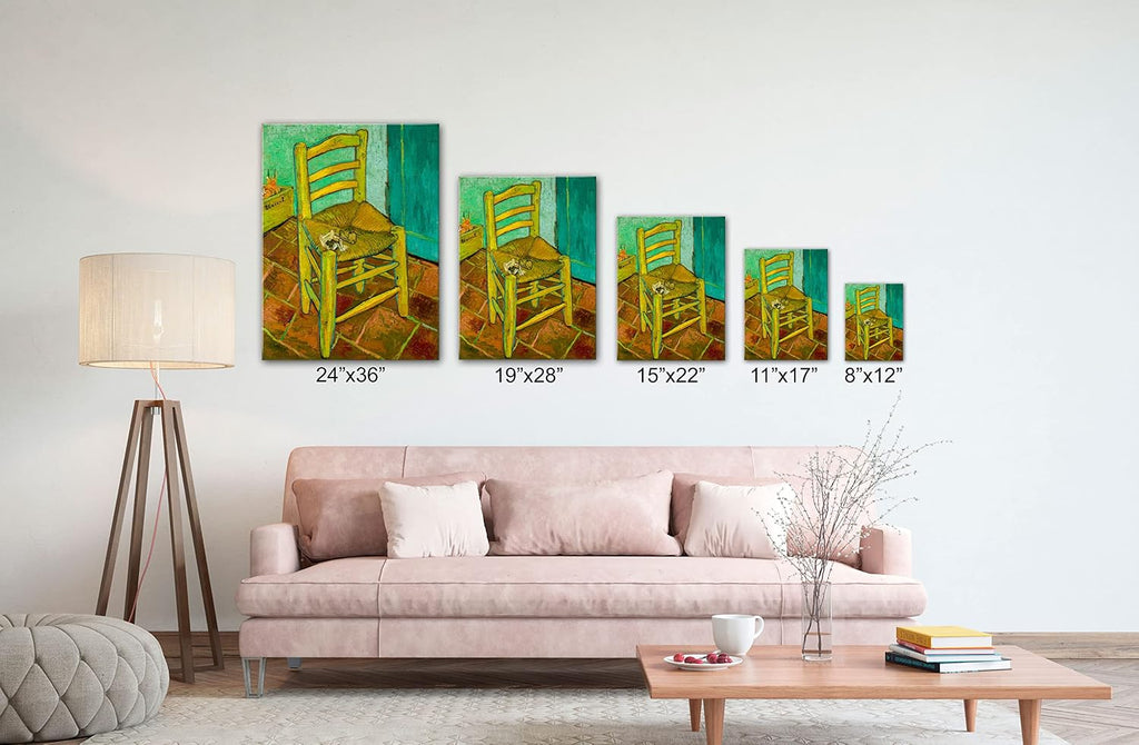 SpiritualHands Wheat Field with Cypresses Vincent Van Gogh Canvas Wall Art, The Starry Night Van Gogh Posters Self Portrait, Large Framed Wall Art Paintings for Wall Decorations for Bedroom (Vincent van Gogh Chair, 30' x 40' - Ready to Hang)