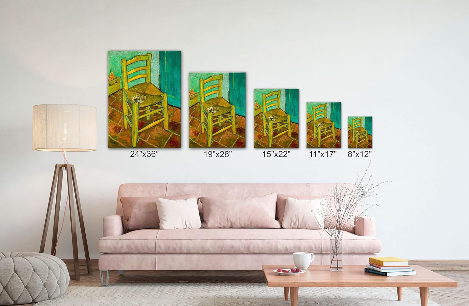 SpiritualHands Wheat Field with Cypresses Vincent Van Gogh Canvas Wall Art, The Starry Night Van Gogh Posters Self Portrait, Large Framed Wall Art Paintings for Wall Decorations for Bedroom (Vincent van Gogh Chair, 40' x 60' - Ready to Hang)