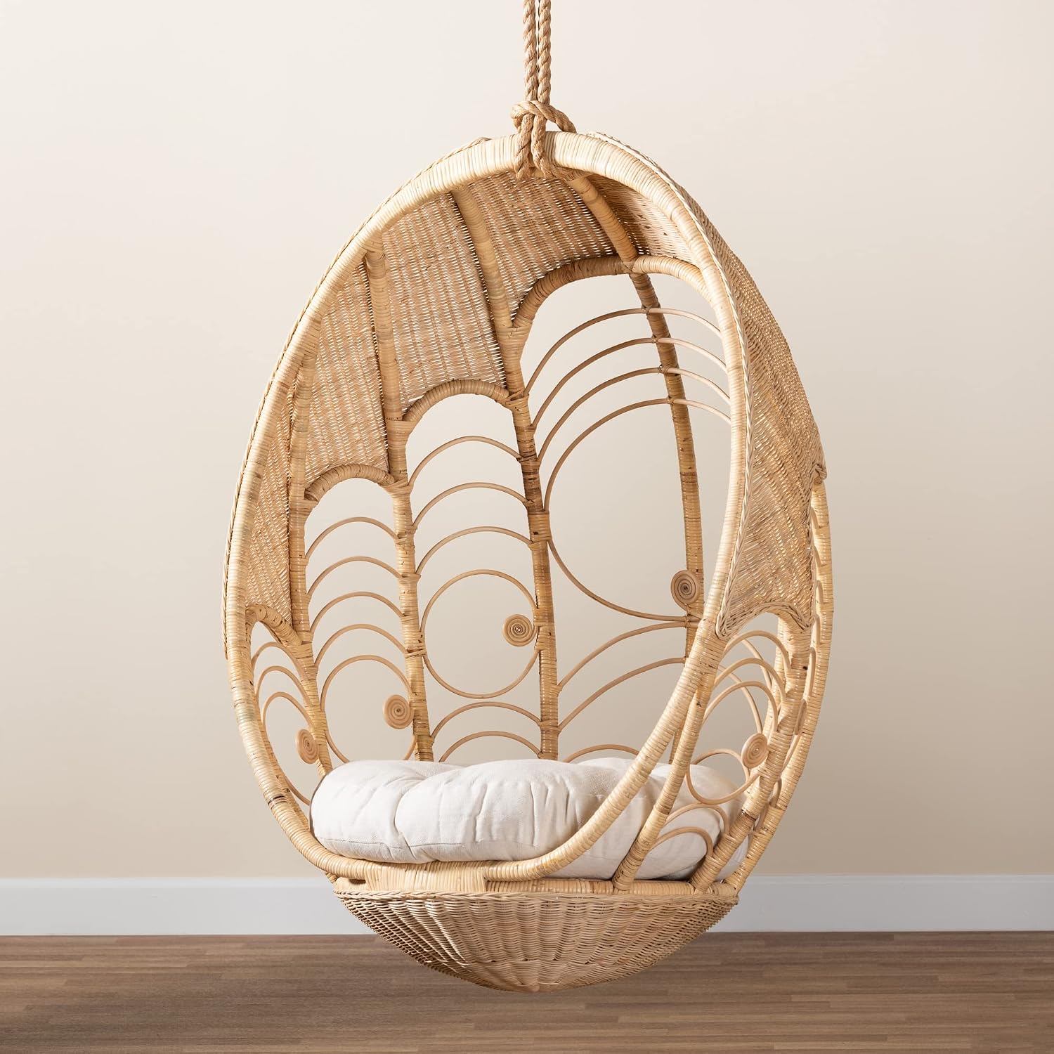 Bali & pari Umika Modern Bohemian Natural Rattan Hanging Chair