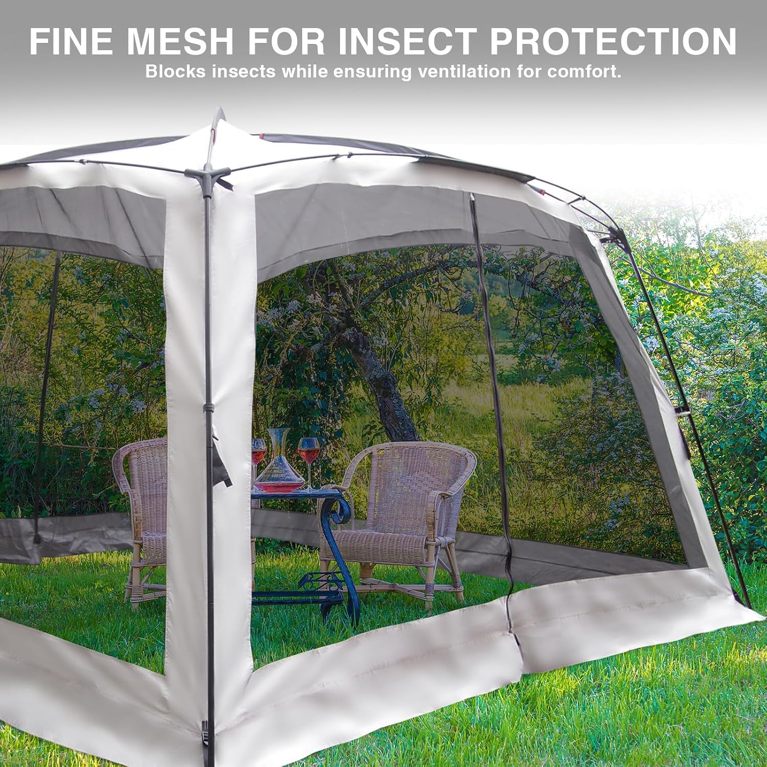 12' X 12' Screen Tent for Camping Canopy Easy Set Up Camper Screen House Room Porch Screened Gazebo 8-10 Person Screenhouse Bug Mesh Shade Tent UPF 50+ Screen Sun Shelter for Outdoor Patios