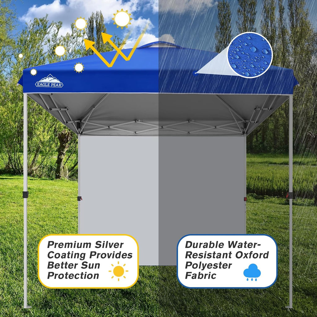 EAGLE PEAK Commercial Canopy 8x8 Pop Up Canopy Tent with 1 Sidewall, Easy Setup Heavy Duty Instant Event Shelter for Vendors & Markets, Outdoor Sun Shade, Blue