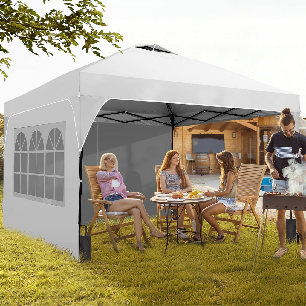 8x8 FT Pop Up Canopy with 1-Button Push, 4 Removable Sidewalls, Sandbags, Instant Canopy Tent for Outdoor Events
