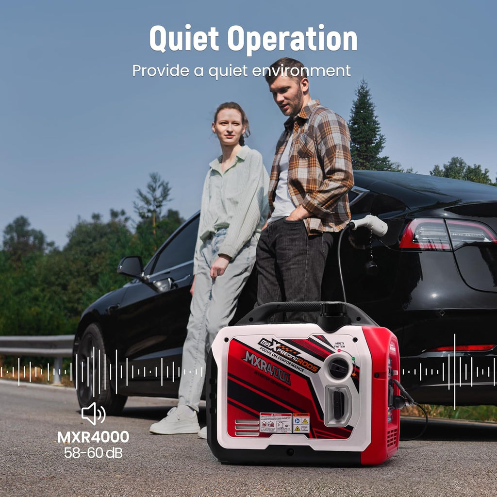maXpeedingrods 4000 Watt Portable Inverter Generator Gas Powered, with CARB Compliant, App Remote Data Monitor, Compact and Lightweight for Outdoor Camping, Family Power Failure in Extreme Weather