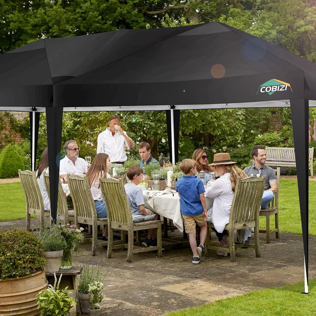COBIZI Canopy 10x20 Pop Up Canopy Tent 10x20ft Waterproof Party Tent Ez Up for Parties Wedding Outdoor Commercial Event Gazebo Portable Instant for Backyard Camping Carport, Black