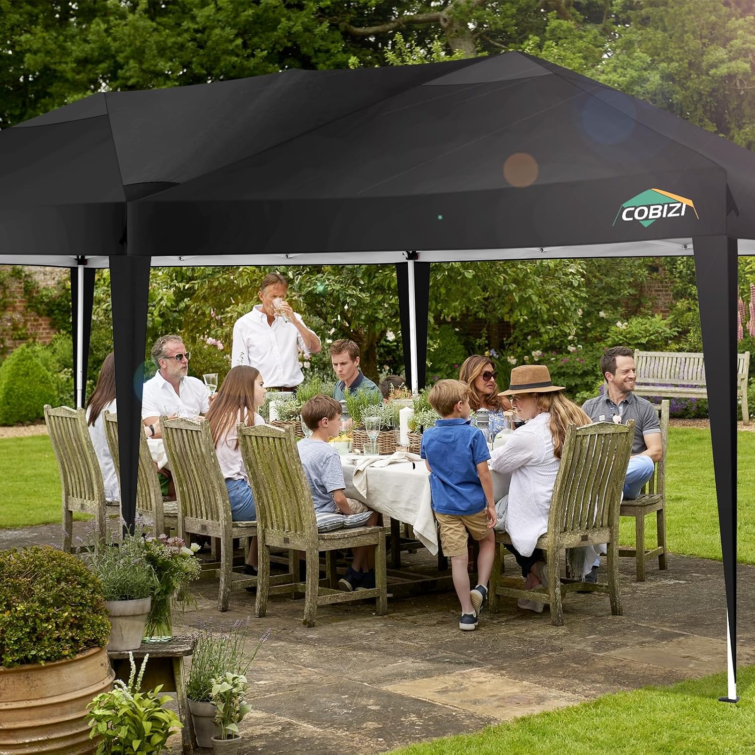 COBIZI Canopy 10x20 Pop Up Canopy Tent 10x20ft Waterproof Party Tent Ez Up for Parties Wedding Outdoor Commercial Event Gazebo Portable Instant for Backyard Camping Carport, Black