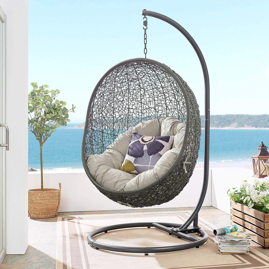 Modway Hide Outdoor Patio Swing Chair, Gray Beige