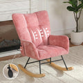 Rocking Chair with Airbag, Comfy Modern Reading & Nursing Nursery Rocking Chair Indoor, Cozy Upholstered Glider Rocker Chairs for Living Room Bedroom Offices, (Chenille, Pink)