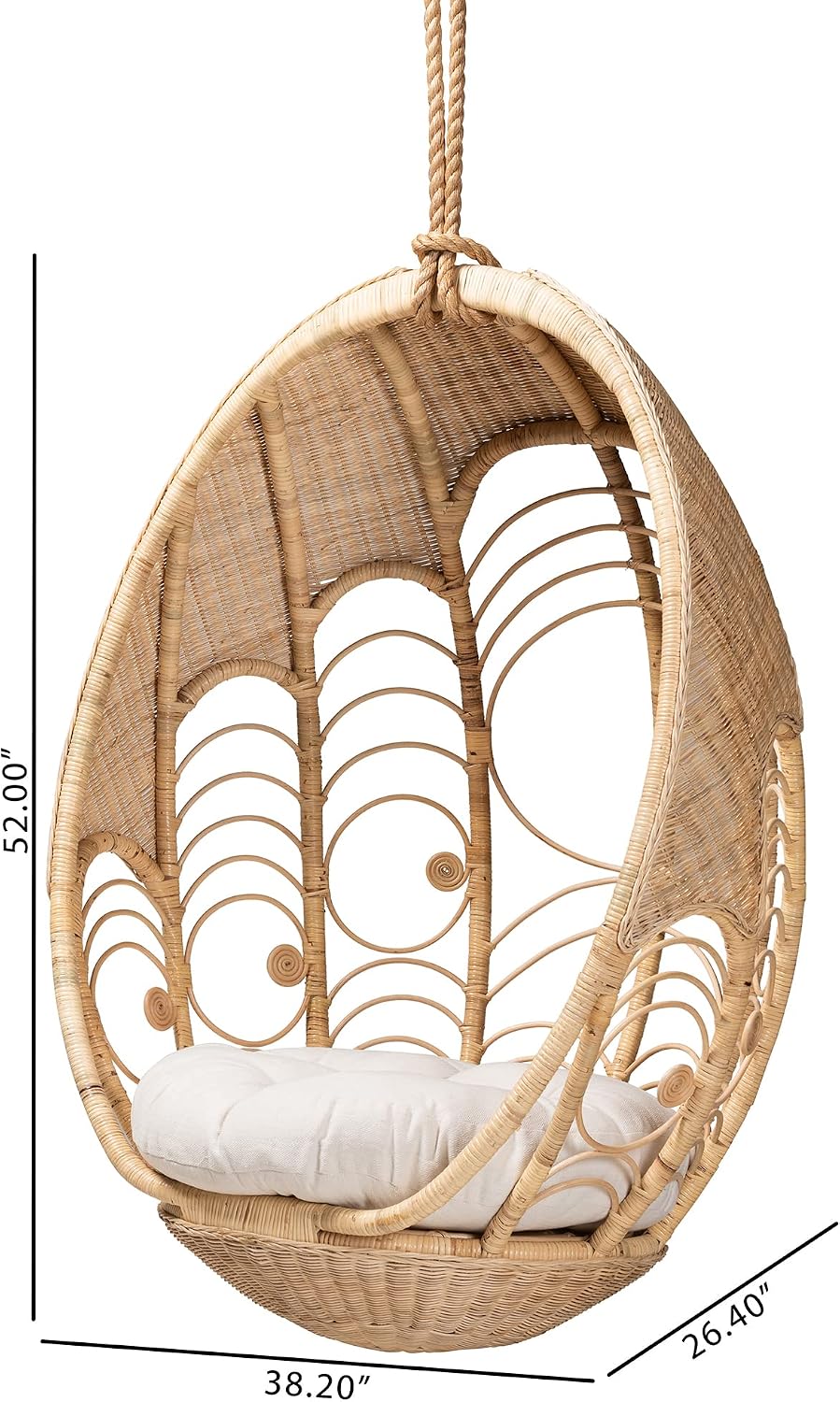 Bali & pari Umika Modern Bohemian Natural Rattan Hanging Chair