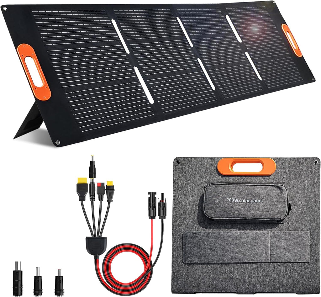 200 Watt Solar Panel,200W Solar Panel,for Power Station Generator,Charger with MC4 Output,3-in-1 DC Connector,23.5% High Efficiency for Outdoor Camping RV Travel(200W)