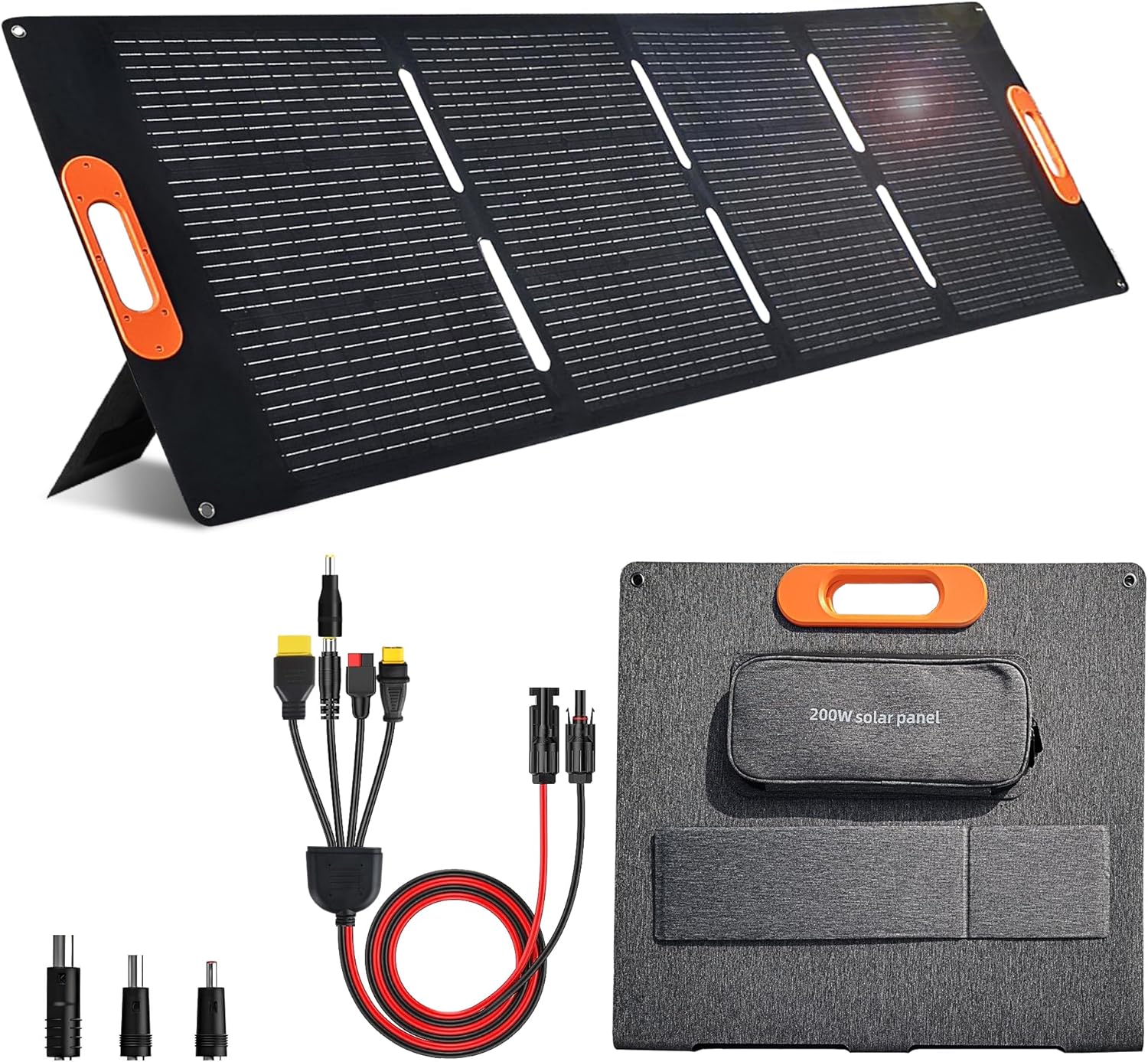 200 Watt Solar Panel,200W Solar Panel,for Power Station Generator,Charger with MC4 Output,3-in-1 DC Connector,23.5% High Efficiency for Outdoor Camping RV Travel(200W)