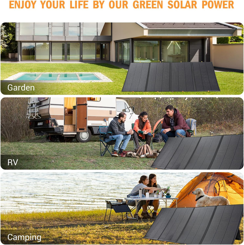 400W Portable Solar Panel,Foldable Solar Panel Power Backup,36V Output Solar Charger for Power Station Off Grid Outdoor Activities, RV, Marine,Camping, Solar Generator, IP67 Waterproof