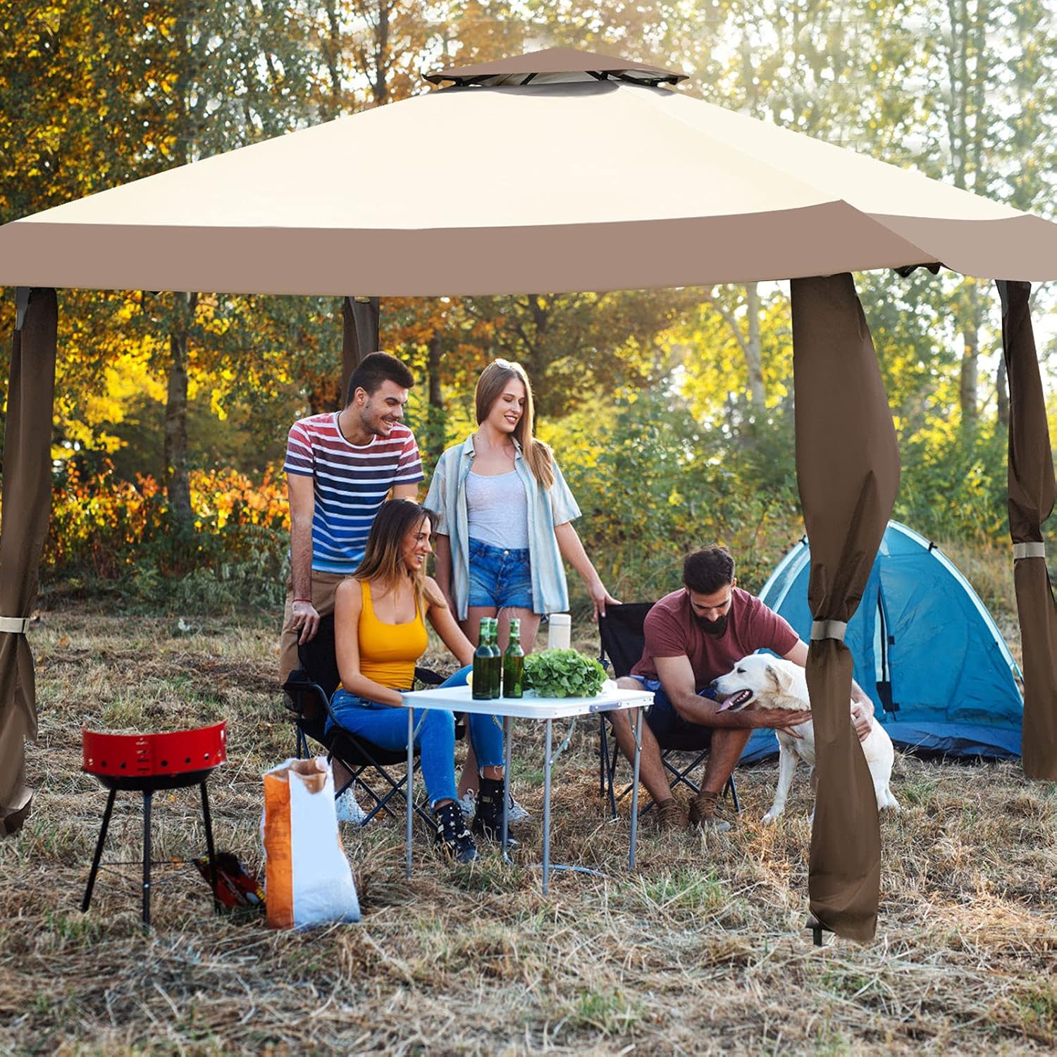 Tangkula Gazebo 13' x 13', Pop Up Gazebo Tent, Suitable for Patio and Garden, Outdoor Gazebos with 169 Square Feet of Shade, Portable with Carry Bag