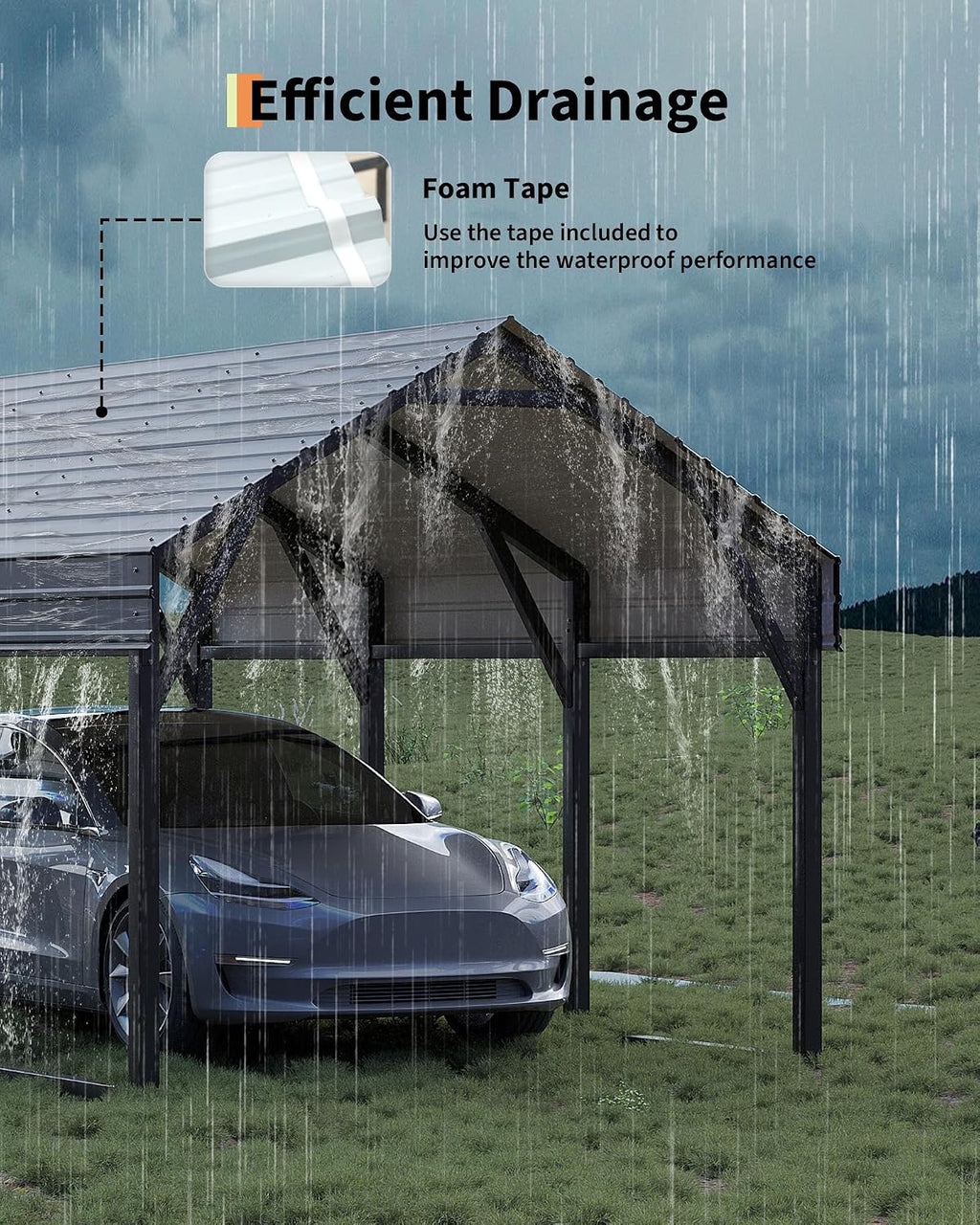 10 x 15 FT Metal Carport, Heavy Duty Carports Reinforced Frame and Steel Roof, All-Weather Shelter Canopy for Pickups, Boats, Cars, and Tractors