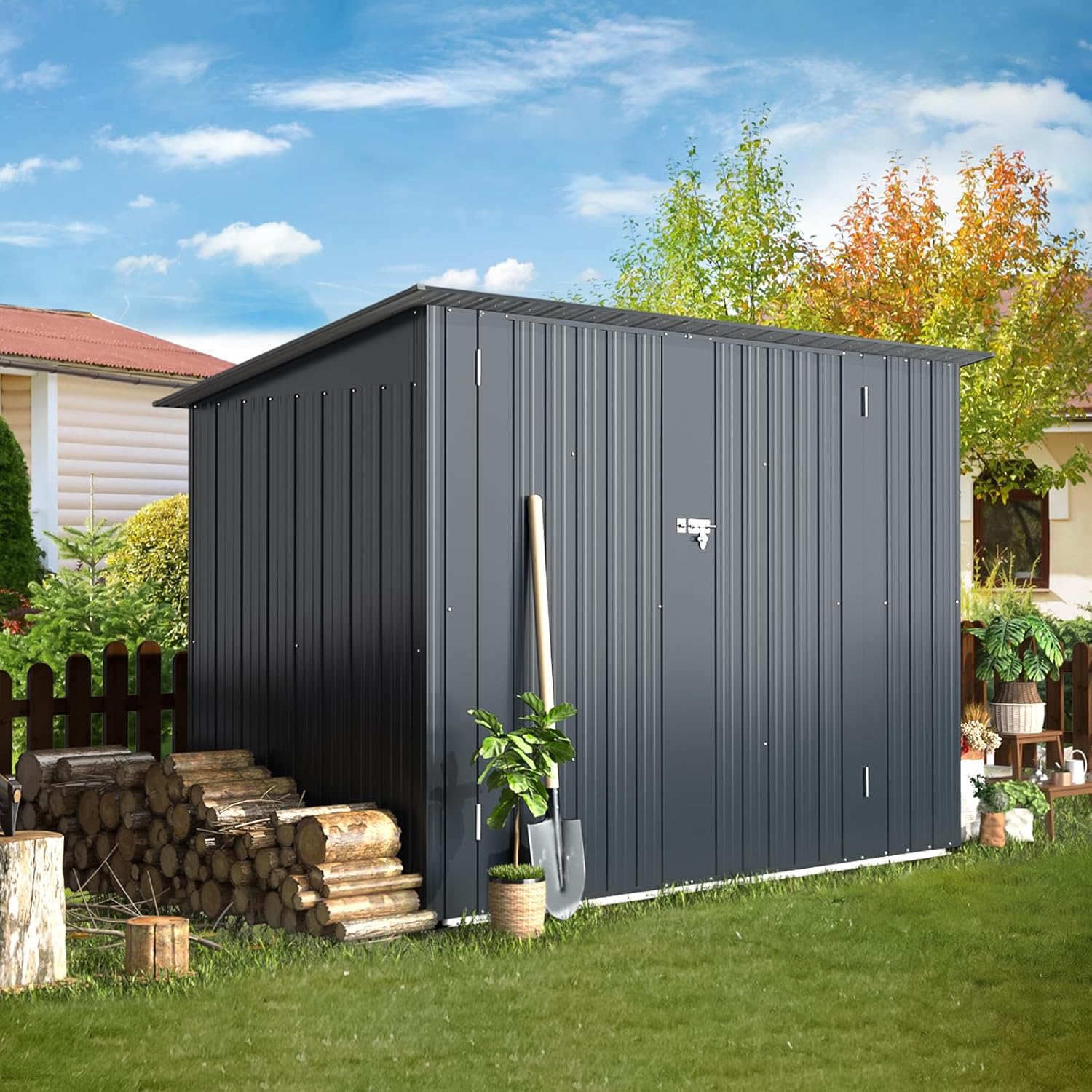 AECOJOY 3'x6' Outdoor Storage Bike Shed, Small Metal Garden Outdoor Storage Cabinet Sheds & Outdoor Storage Clearance, Lean to Tool Garden Shed for Outside