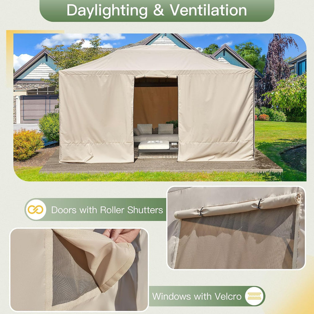 YOLENY Winter Cover for 12×14 Hardtop Gazebo, All-Season Gazebo Accessory, Transform for Winter with Mesh Screens and Doors