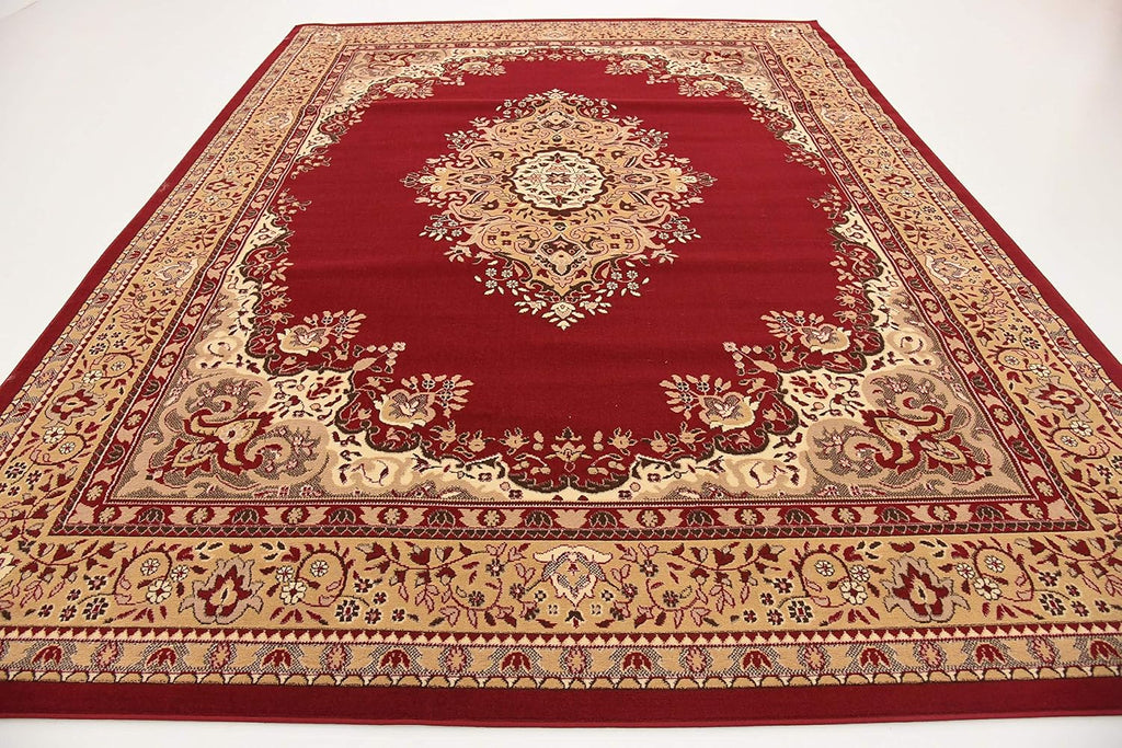 Unique Loom Reza Collection Traditional Persian Style Area Rug, 9 x 12 ft, Burgundy/Ivory
